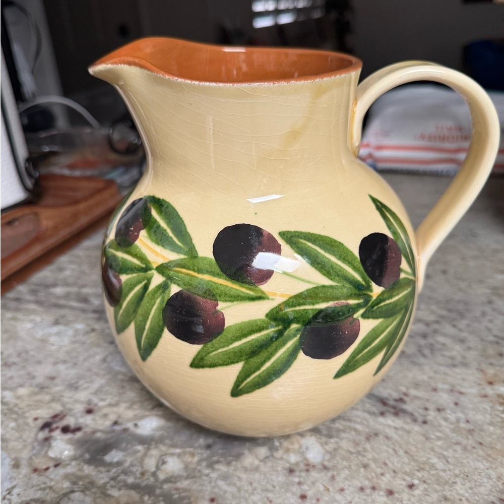 Crate & Barrel Ceramic Oliva Pitcher